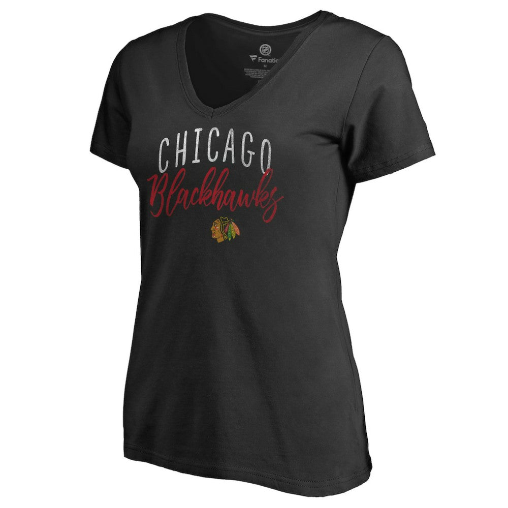 Chicago Blackhawks Women's Graceful V-Neck T-Shirt - Black - NHL