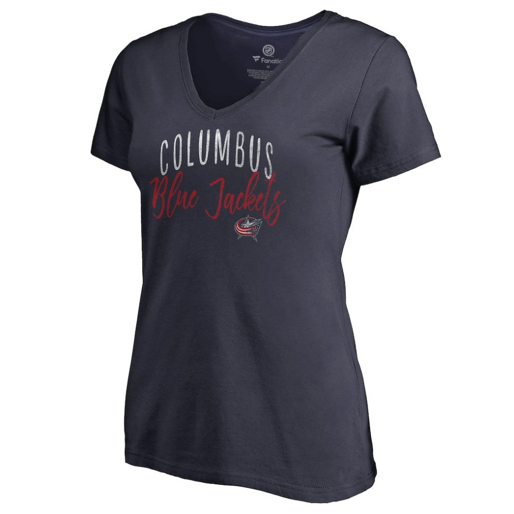 Columbus Blue Jackets Women's Graceful V-Neck T-Shirt - Navy - NHL