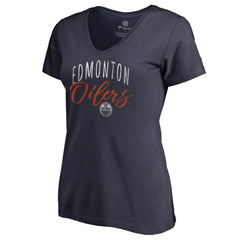 Edmonton Oilers Women's Graceful V-Neck T-Shirt - Navy - NHL