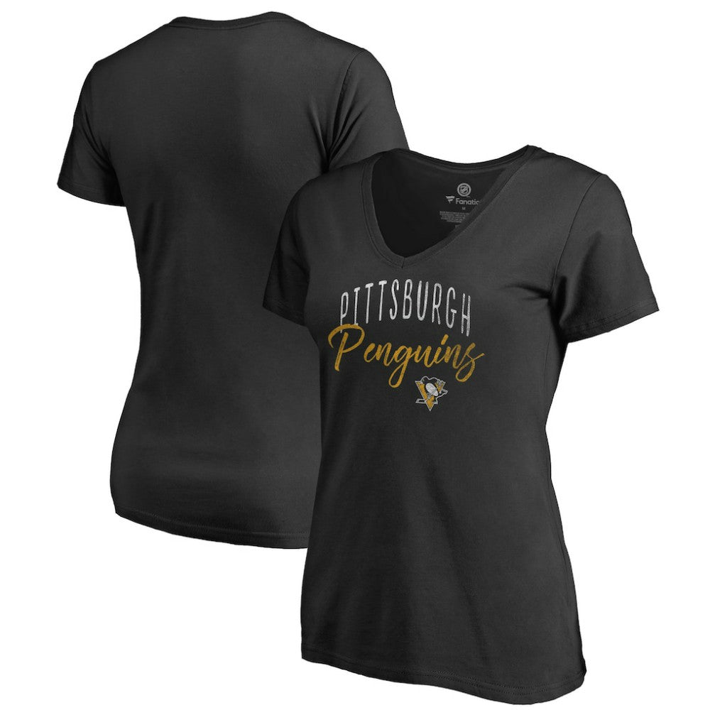 Pittsburgh Penguins Women's Graceful V-Neck T-Shirt - Black - NHL