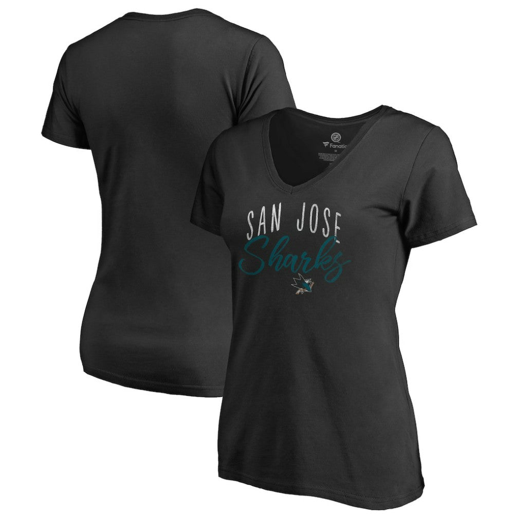 San Jose Sharks Women's Graceful V-Neck T-Shirt - Black - NHL