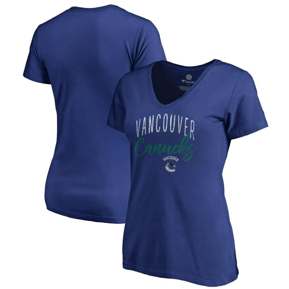 Vancouver Canucks Women's Graceful V-Neck T-Shirt - Blue - NHL