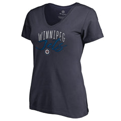 Winnipeg Jets Women's Graceful V-Neck T-Shirt - Navy - NHL