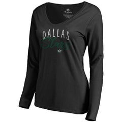 Dallas Stars Women's Graceful Long Sleeve V-Neck T-Shirt - Black - NHL