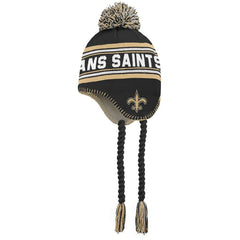 New Orleans Saints Preschool Jacquard Tassel Knit Hat with Pom Black/Gold | NFL