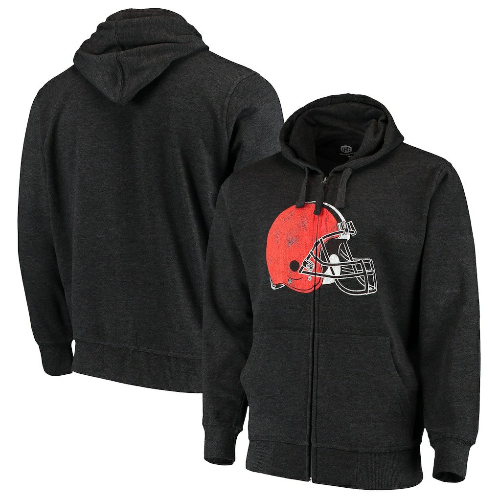 Cleveland Browns G-III Sports by Carl Banks Primary Logo Full-Zip Hoodie Charcoal | NFL