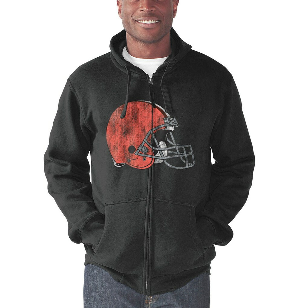 Cleveland Browns G-III Sports by Carl Banks Primary Logo Full-Zip Hoodie Charcoal | NFL