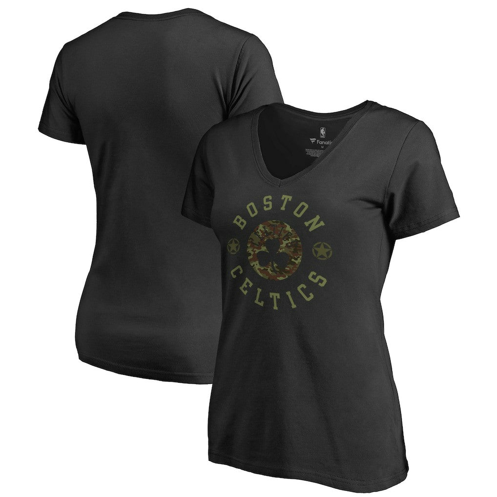 Boston Celtics Women's Liberty V-Neck T-Shirt Black - NBA
