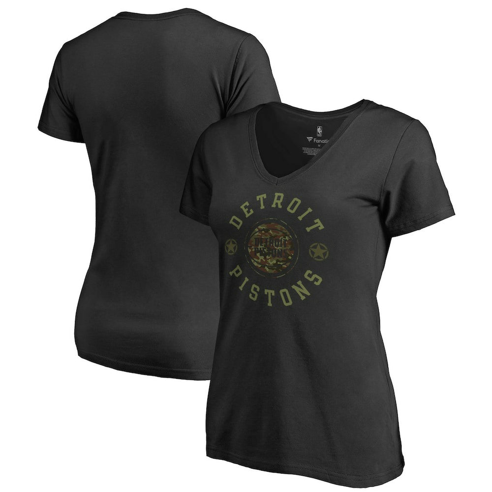 Detroit Pistons Women's Liberty V-Neck T-Shirt Black - NBA