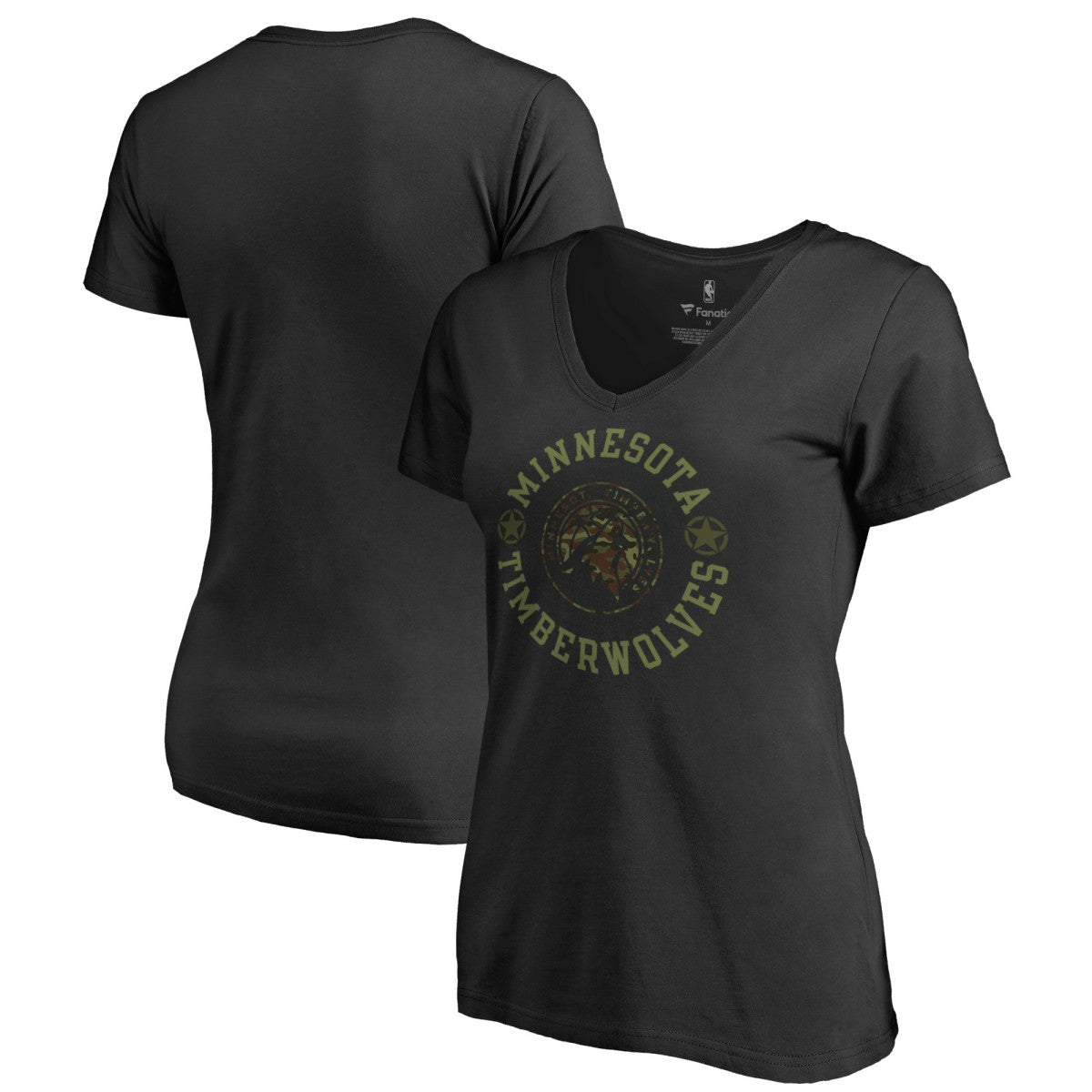 Minnesota Timberwolves Women's Liberty V-Neck T-Shirt Black - NBA