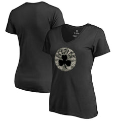 Boston Celtics Women's Cloak Camo V-Neck T-Shirt Black - NBA