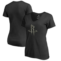 Houston Rockets Women's Cloak Camo V-Neck T-Shirt Black - NBA