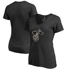 Miami Heat Women's Cloak Camo V-Neck T-Shirt Black - NBA
