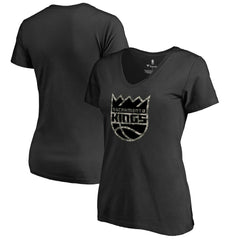 Sacramento Kings Women's Cloak Camo V-Neck T-Shirt Black - NBA