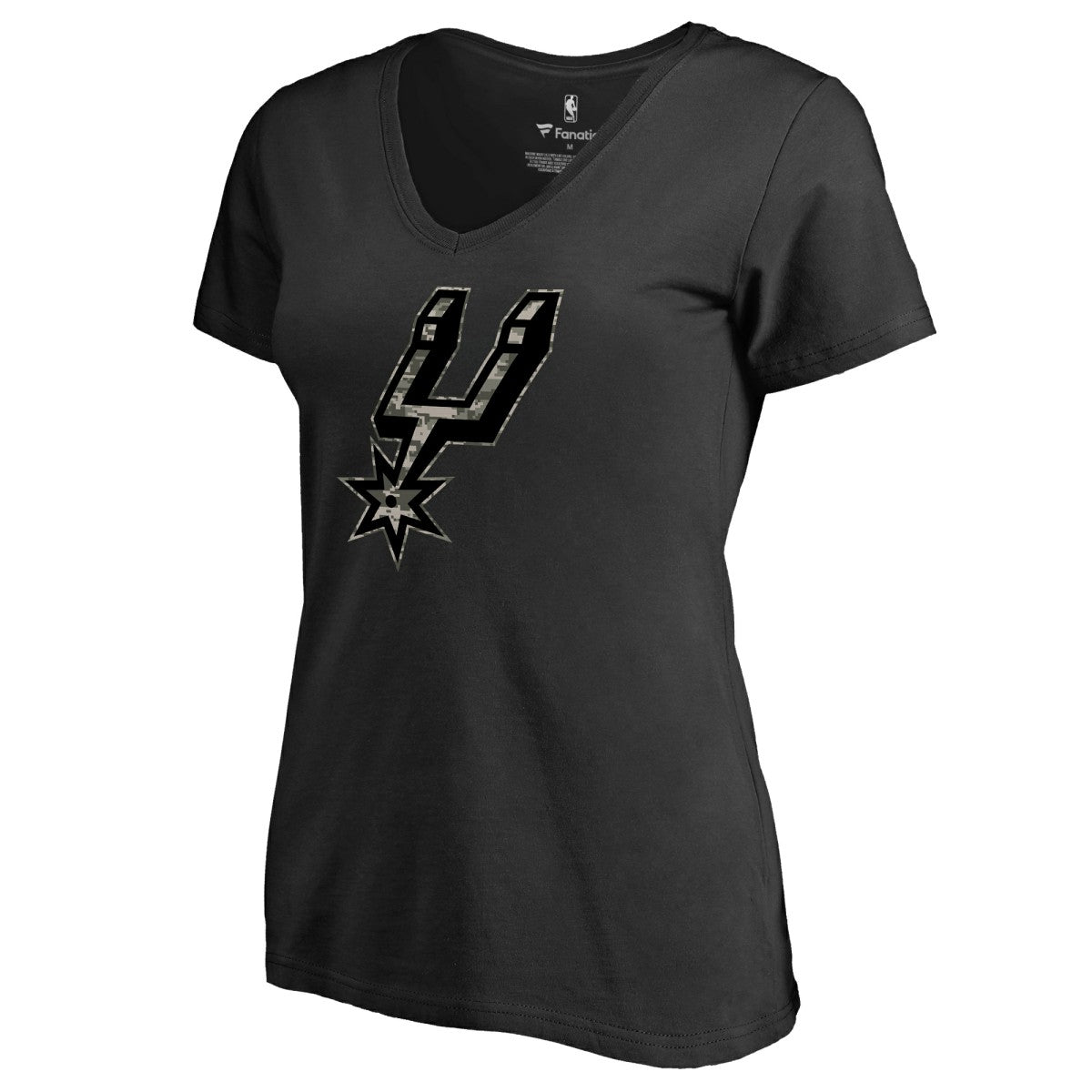 San Antonio Spurs Women's Cloak Camo V-Neck T-Shirt Black - NBA