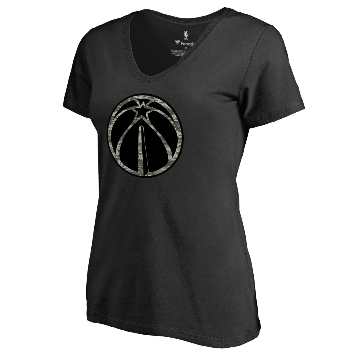 Washington Wizards Women's Cloak Camo V-Neck T-Shirt Black - NBA