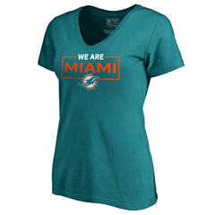 Miami Dolphins Women's We Are Icon V-Neck T-Shirt Aqua | NFL