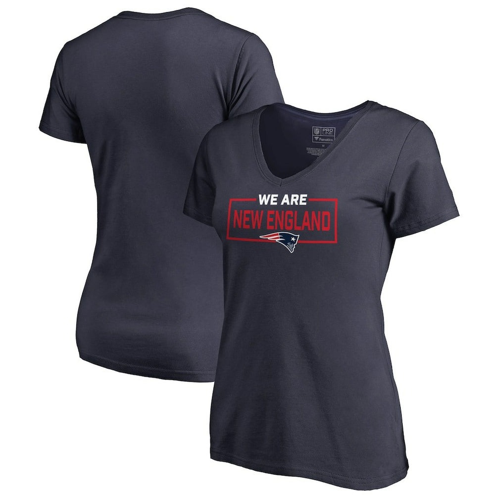 New England Patriots Women's We Are Icon V-Neck T-Shirt Navy | NFL