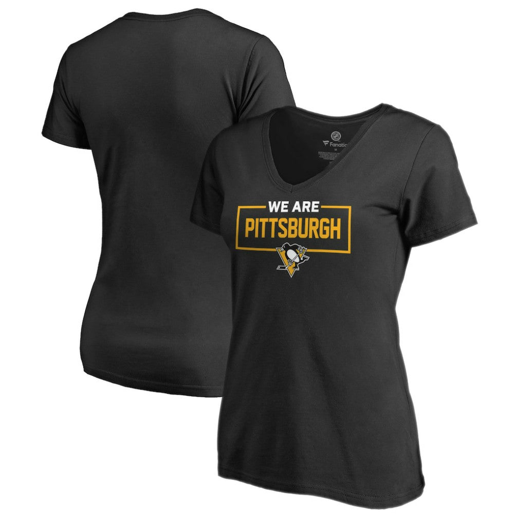 Pittsburgh Penguins Women's Iconic Collection V-Neck T-Shirt - Black - NHL