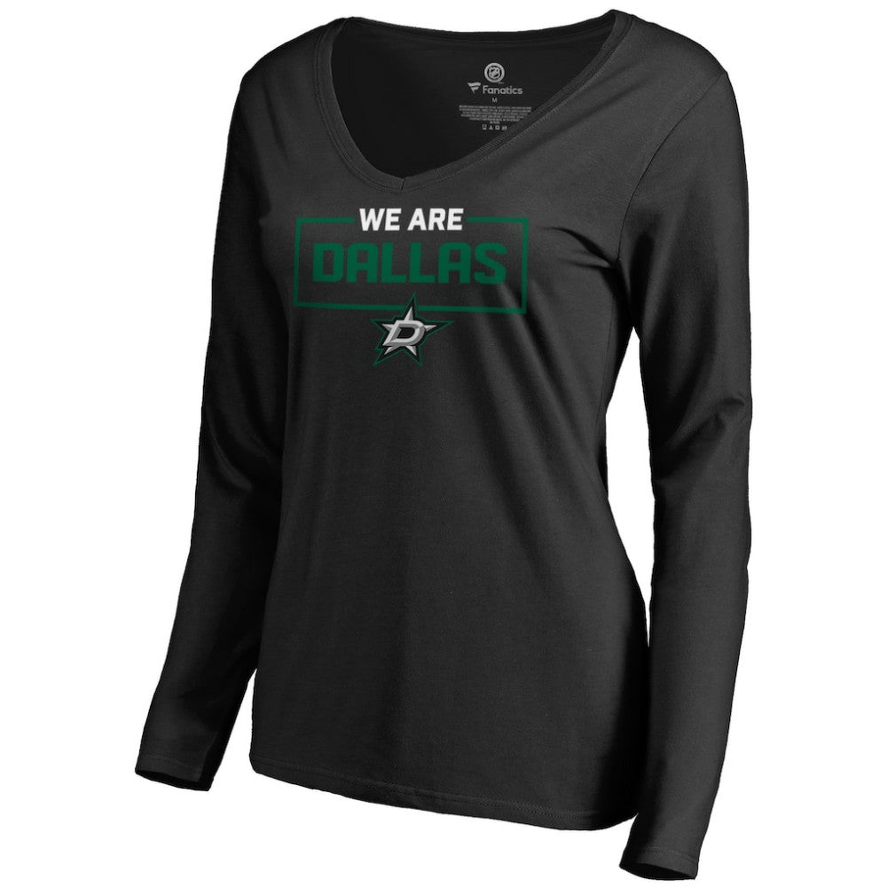 Dallas Stars Women's Iconic Collection We Are Long Sleeve V-Neck T-Shirt - Black - NHL