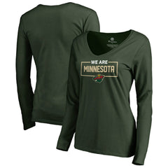 Minnesota Wild Women's Iconic Collection We Are Long Sleeve V-Neck T-Shirt - Green - NHL