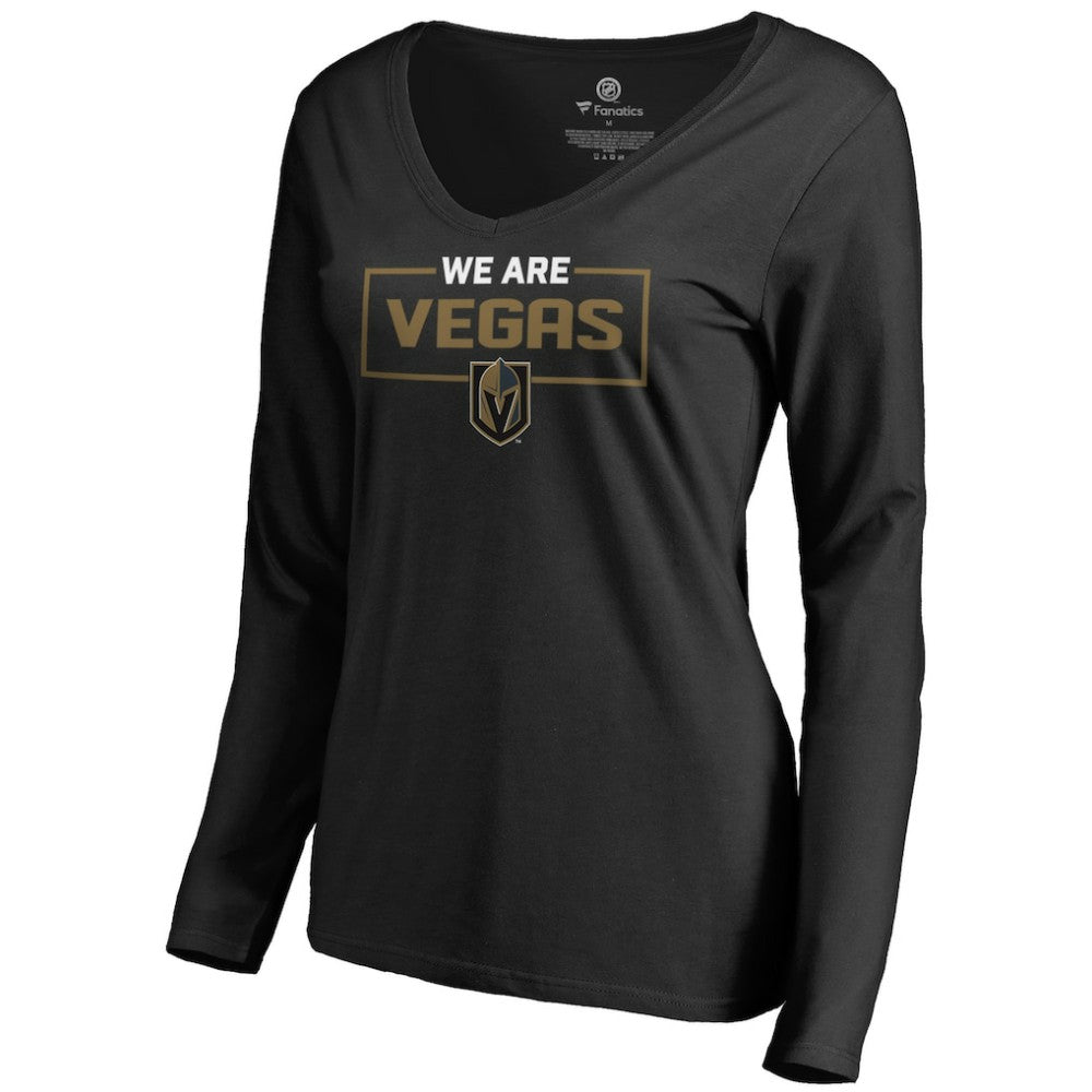 Vegas Golden Knights Women's Iconic Collection We Are Long Sleeve V-Neck T-Shirt - Black - NHL