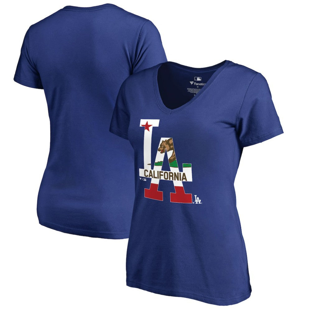 Los Angeles Dodgers Women's Hometown Collection Cali Flag T-Shirt - MLB