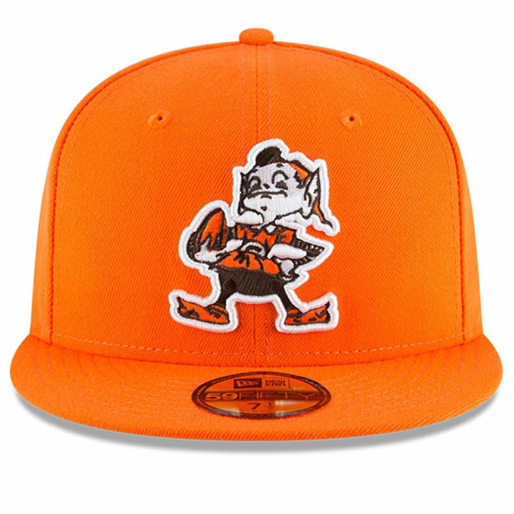 Cleveland Browns New Era Omaha Brownie The Elf Throwback 59FIFTY Fitted Hat Orange | NFL