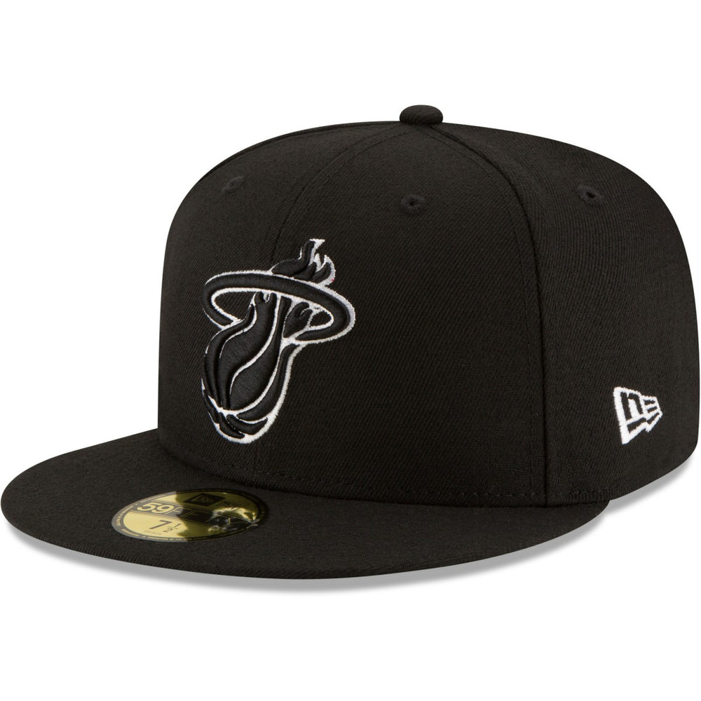 Miami Heat Black & White Logo 59FIFTY Fitted Hat Black - NBA