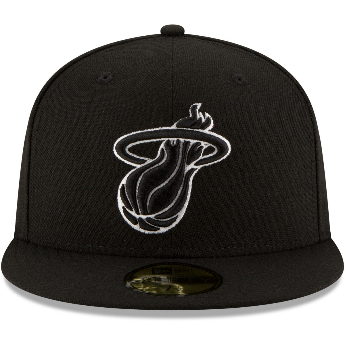 Miami Heat Black & White Logo 59FIFTY Fitted Hat Black - NBA