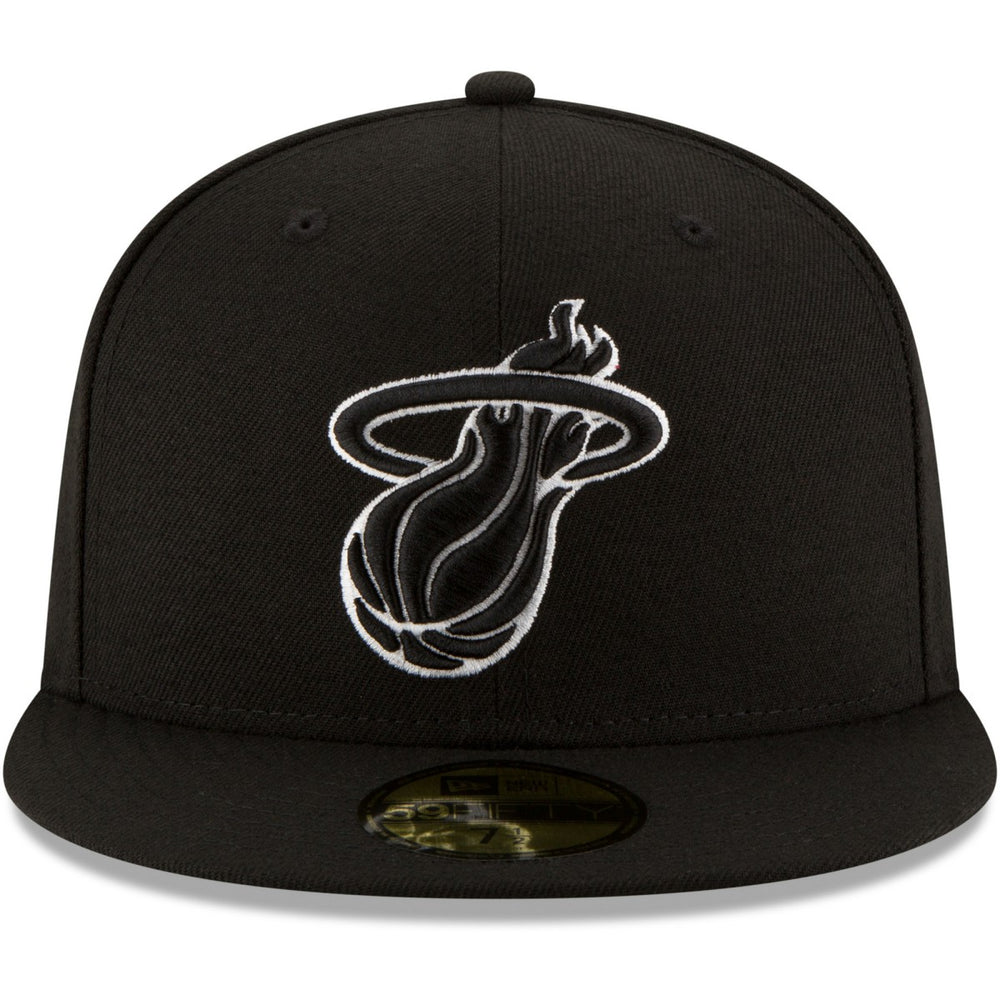Miami Heat Black & White Logo 59FIFTY Fitted Hat Black - NBA