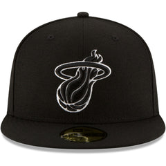 Miami Heat Black & White Logo 59FIFTY Fitted Hat Black - NBA