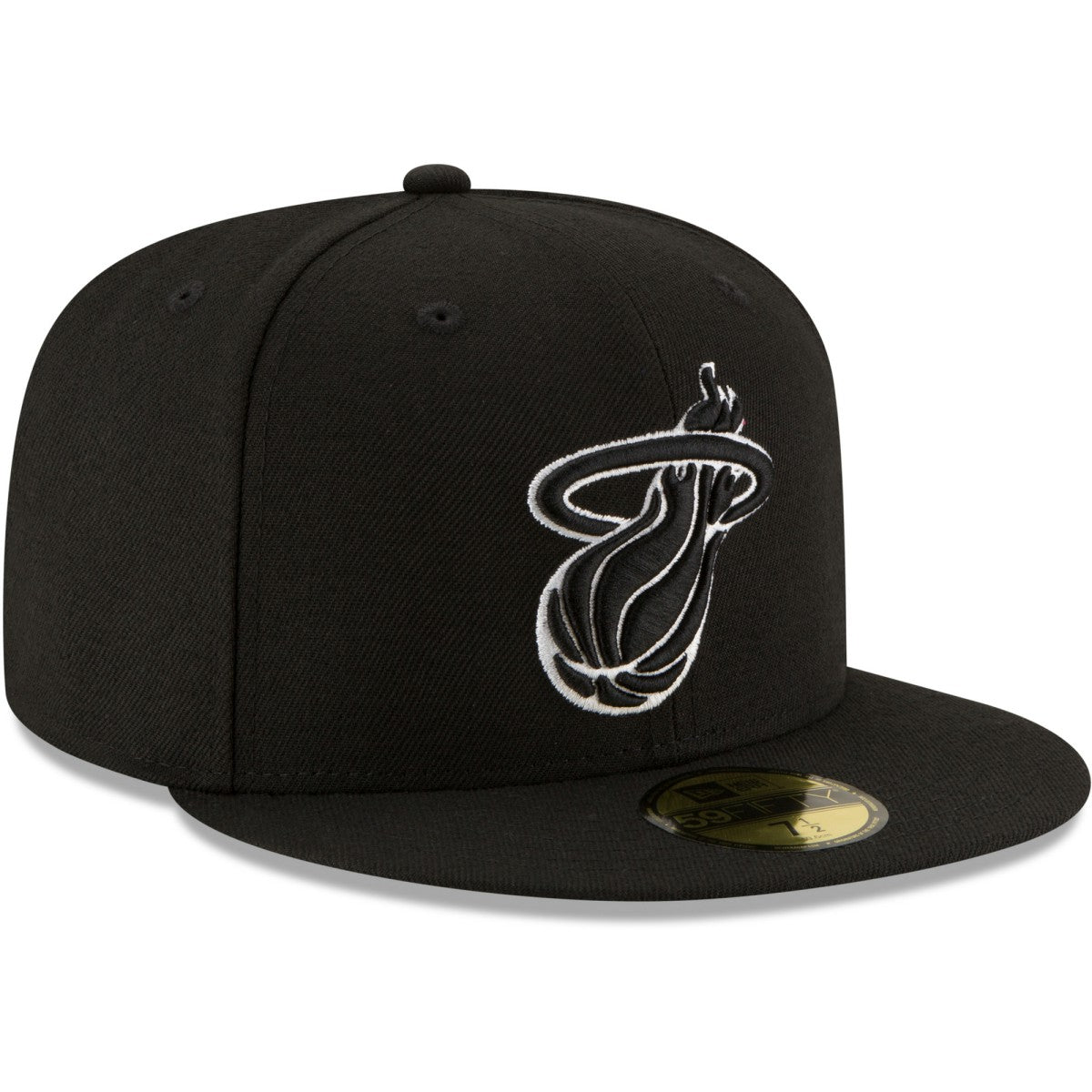 Miami Heat Black & White Logo 59FIFTY Fitted Hat Black - NBA