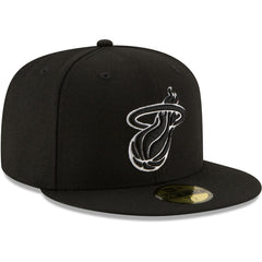Miami Heat Black & White Logo 59FIFTY Fitted Hat Black - NBA