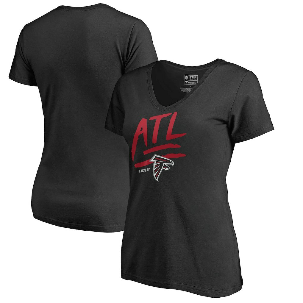 Atlanta Falcons Women's Rise Up V-Neck T-Shirt Black | NFL