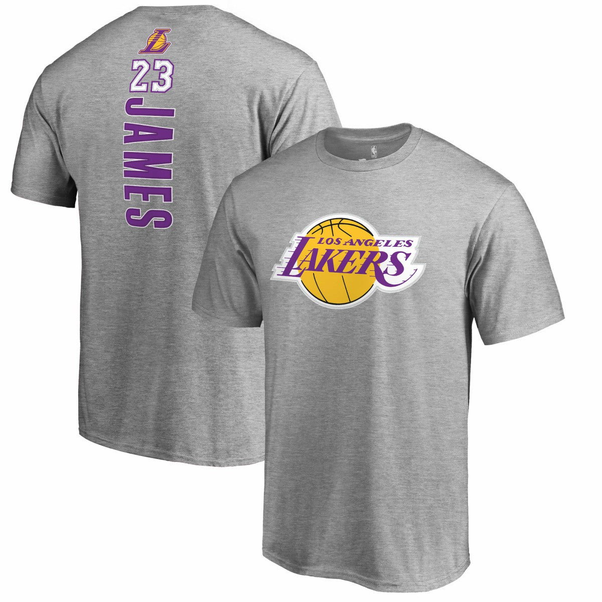 LeBron James Los Angeles Lakers Backer Name & Number T-Shirt Heather Gray - NBA