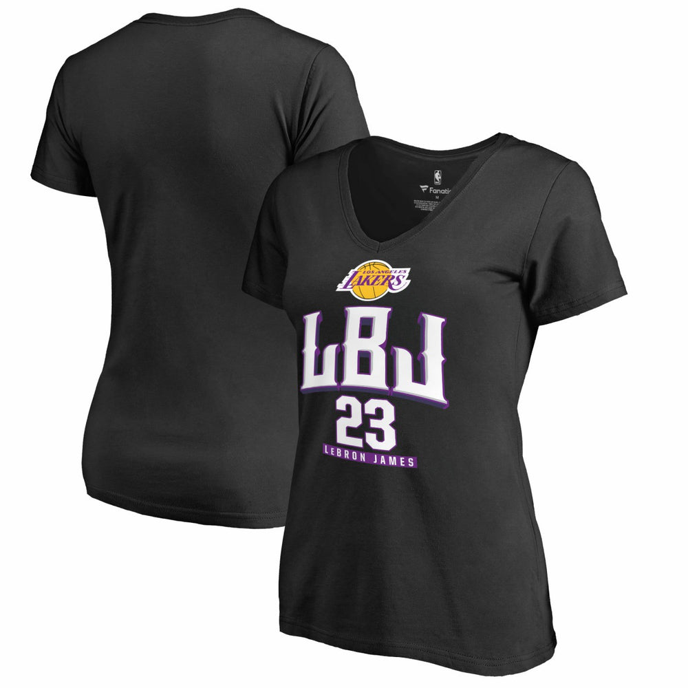 LeBron James Los Angeles Lakers Women's Hometown Collection LBJ V-Neck T-Shirt Black - NBA