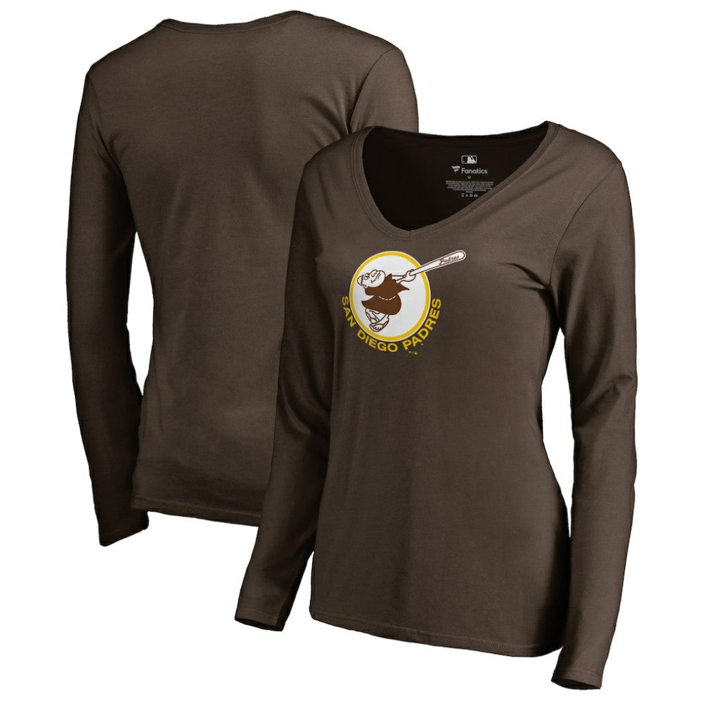 San Diego Padres Women's Cooperstown Collection Forbes Long Sleeve V-Neck T-Shirt - MLB