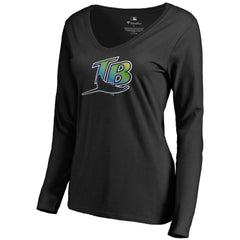 Tampa Bay Rays Women's Cooperstown Collection Forbes Long Sleeve V-Neck T-Shirt - MLB