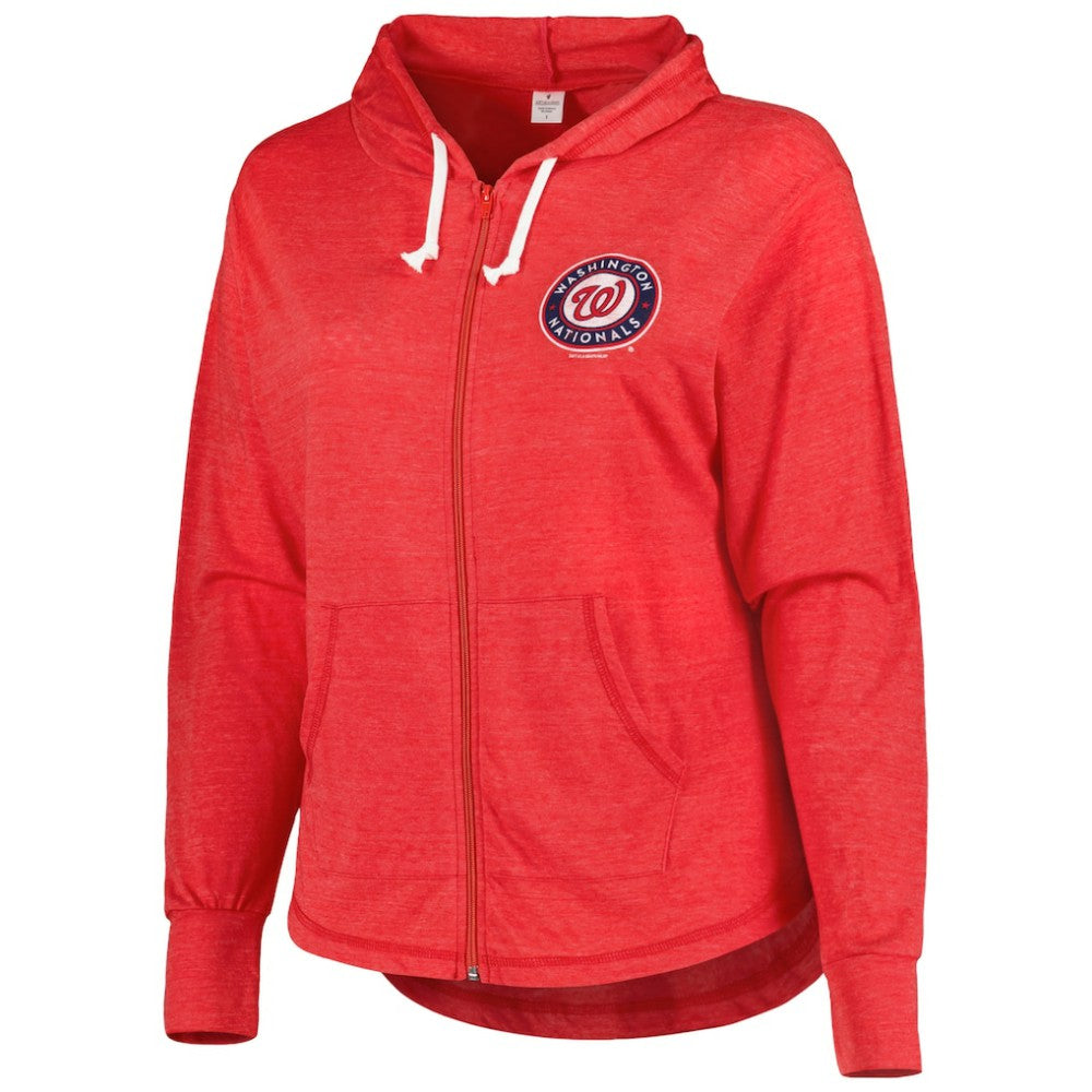 Washington Nationals Soft as a Grape Women's Plus Size Full-Zip Lightweight Hoodie Top - MLB