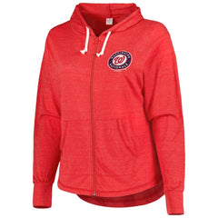 Washington Nationals Soft as a Grape Women's Plus Size Full-Zip Lightweight Hoodie Top - MLB