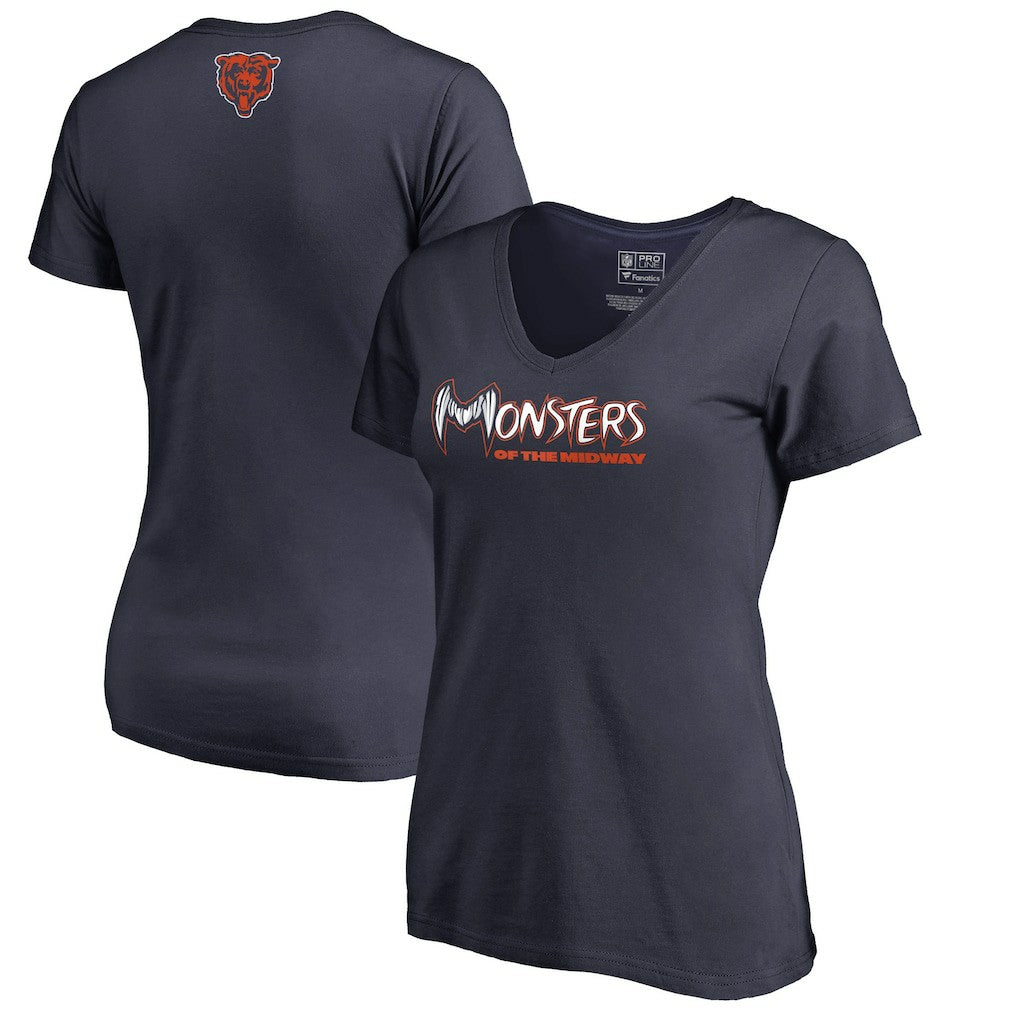 Chicago Bears Women's Monsters V-Neck T-Shirt Navy | NFL