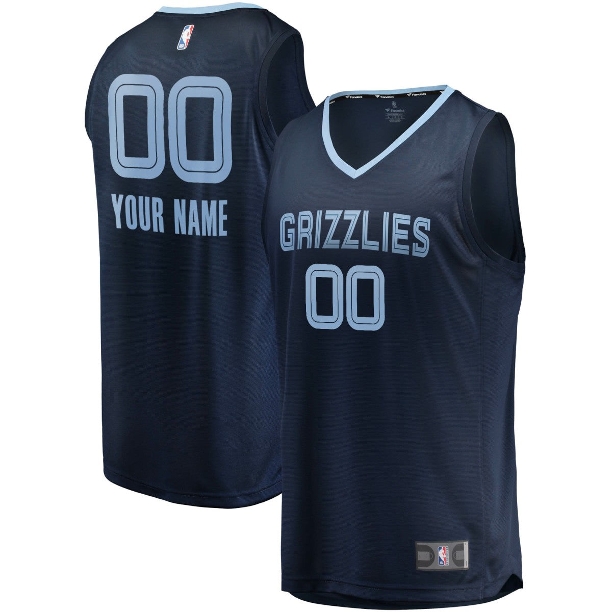 Memphis Grizzlies Fast Break Custom Replica Jersey Navy Icon Edition - NBA