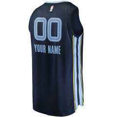 Memphis Grizzlies Fast Break Custom Replica Jersey Navy Icon Edition - NBA