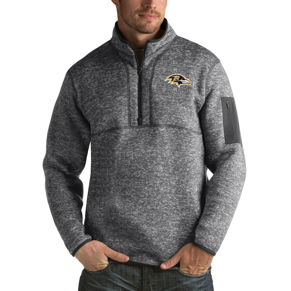 Baltimore Ravens Antigua Fortune Big & Tall Quarter-Zip Pullover Jacket Charcoal | NFL