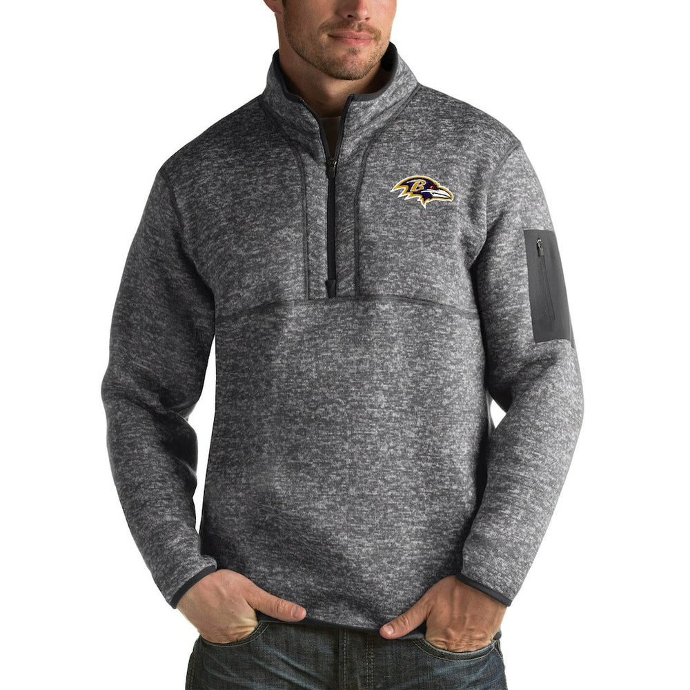 Baltimore Ravens Antigua Fortune Big & Tall Quarter-Zip Pullover Jacket Charcoal | NFL