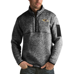 Baltimore Ravens Antigua Fortune Big & Tall Quarter-Zip Pullover Jacket Heather Black | NFL