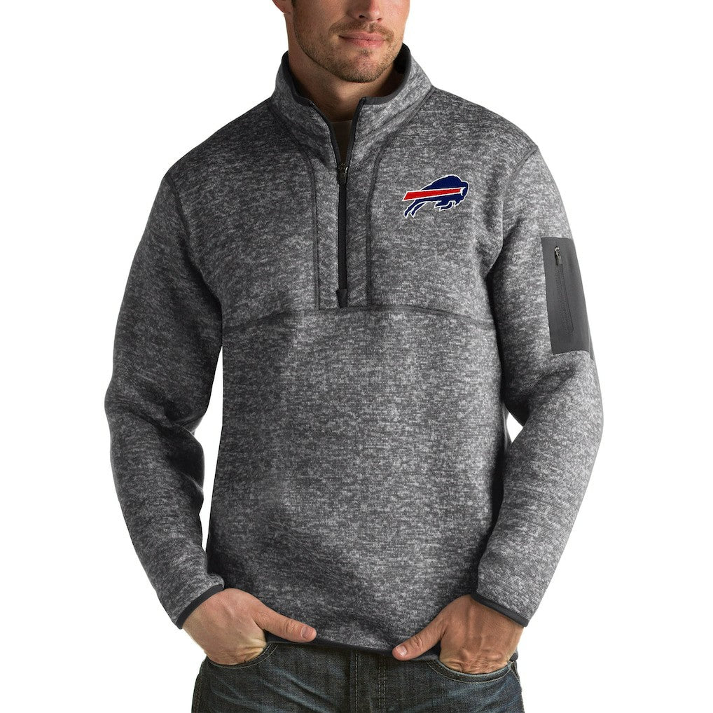 Buffalo Bills Antigua Fortune Big & Tall Quarter-Zip Pullover Jacket Charcoal | NFL