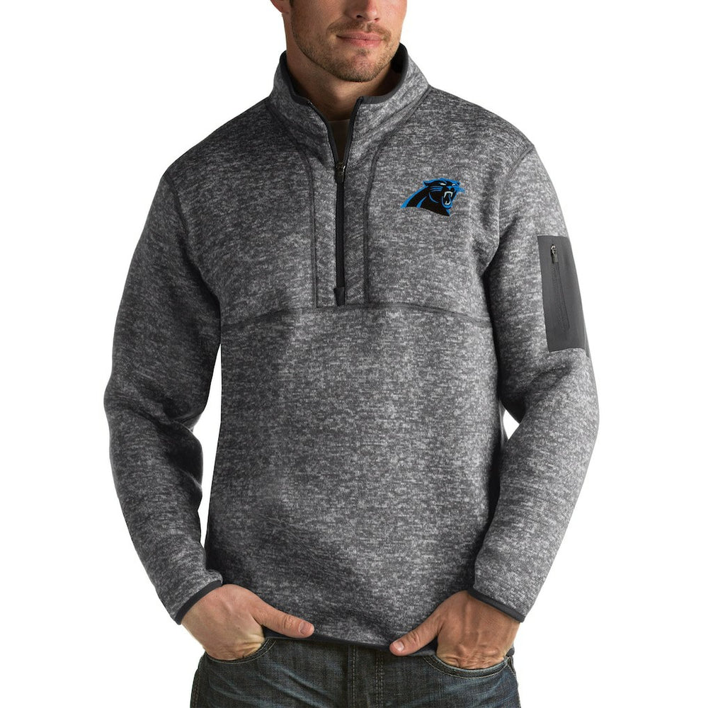 Carolina Panthers Antigua Fortune Big & Tall Quarter-Zip Pullover Jacket Charcoal | NFL