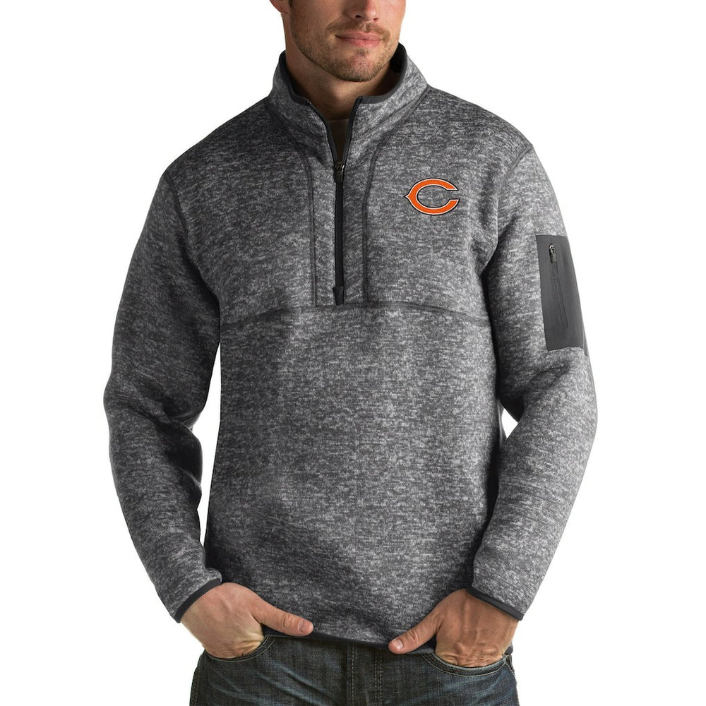 Chicago Bears Antigua Fortune Big & Tall Quarter-Zip Pullover Jacket Charcoal | NFL